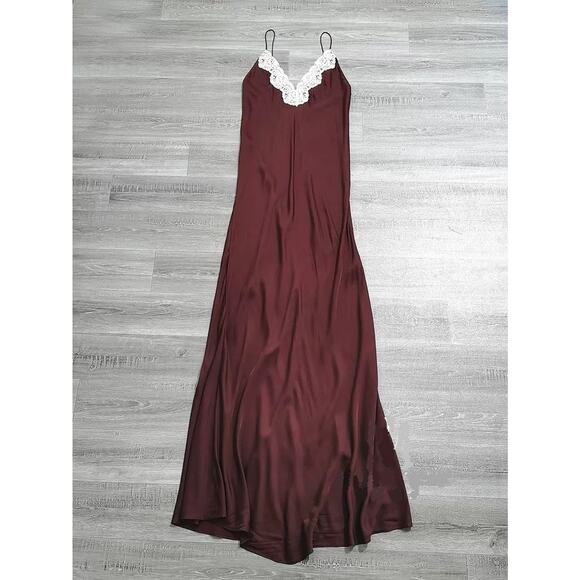 ZARA Blogger Favorite Satin-Effect Lace Maxi Dress NWT – Burgundy, Size M & L - Picture 16 of 16